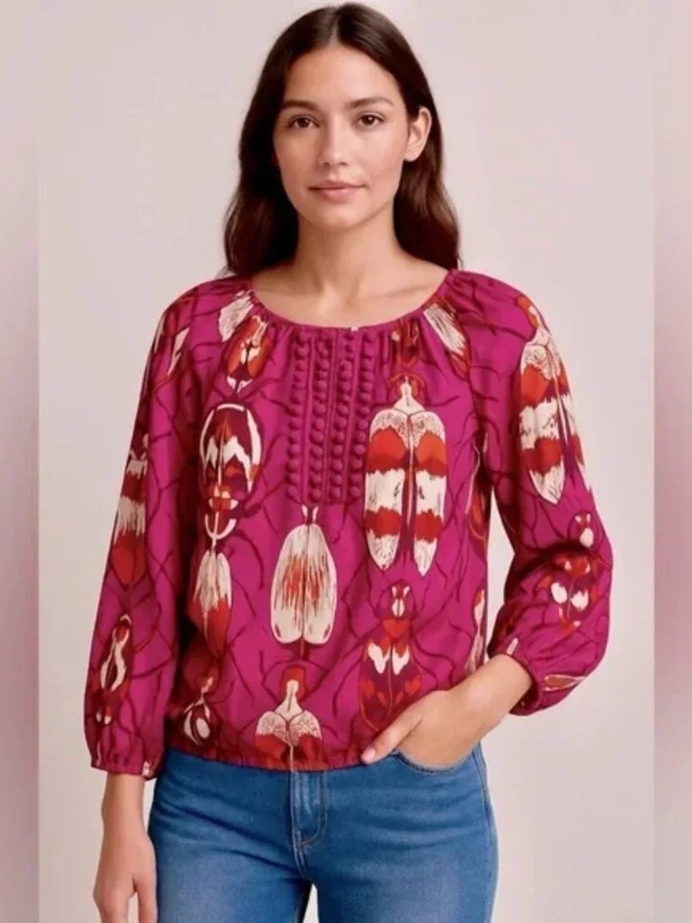 Tory Burch Silk Magenta Blouse